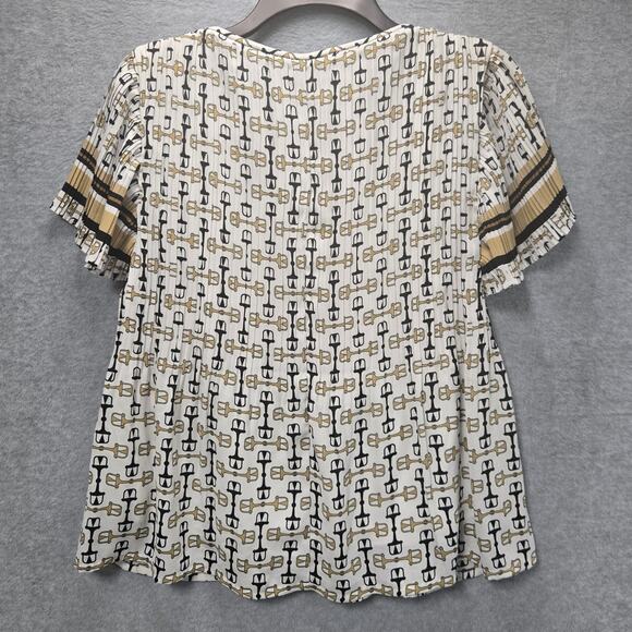 Maje Lolina Pleated Buckle Top Blouse Size Large - Picture 3 of 8